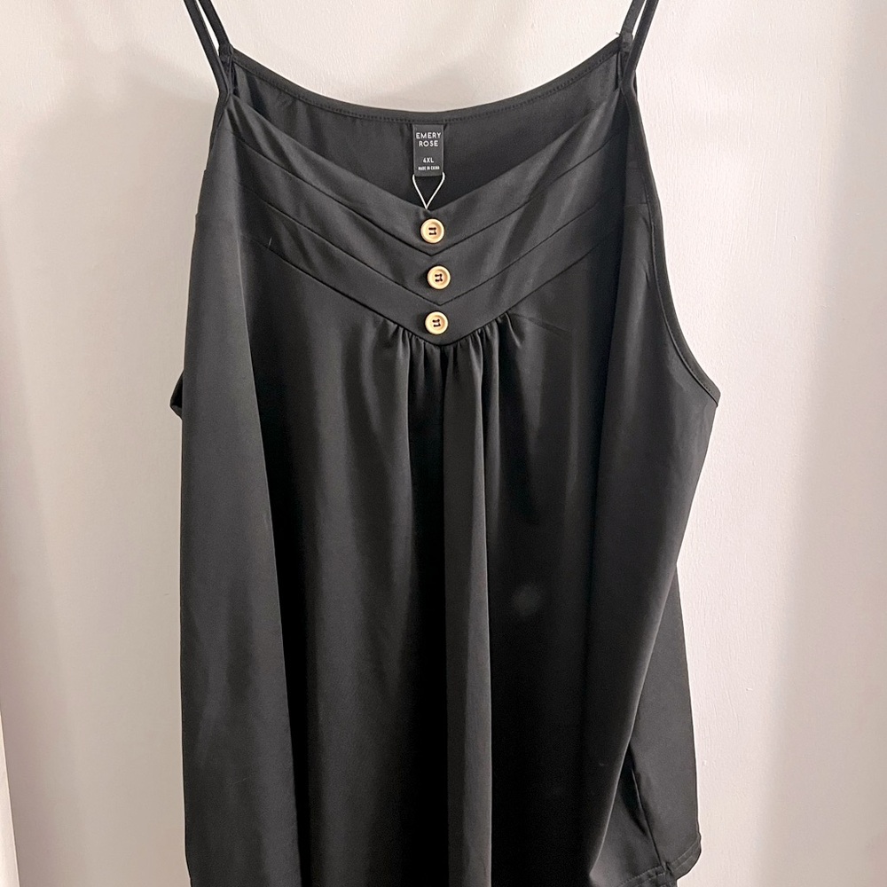 Emery Rose Black Button Tank